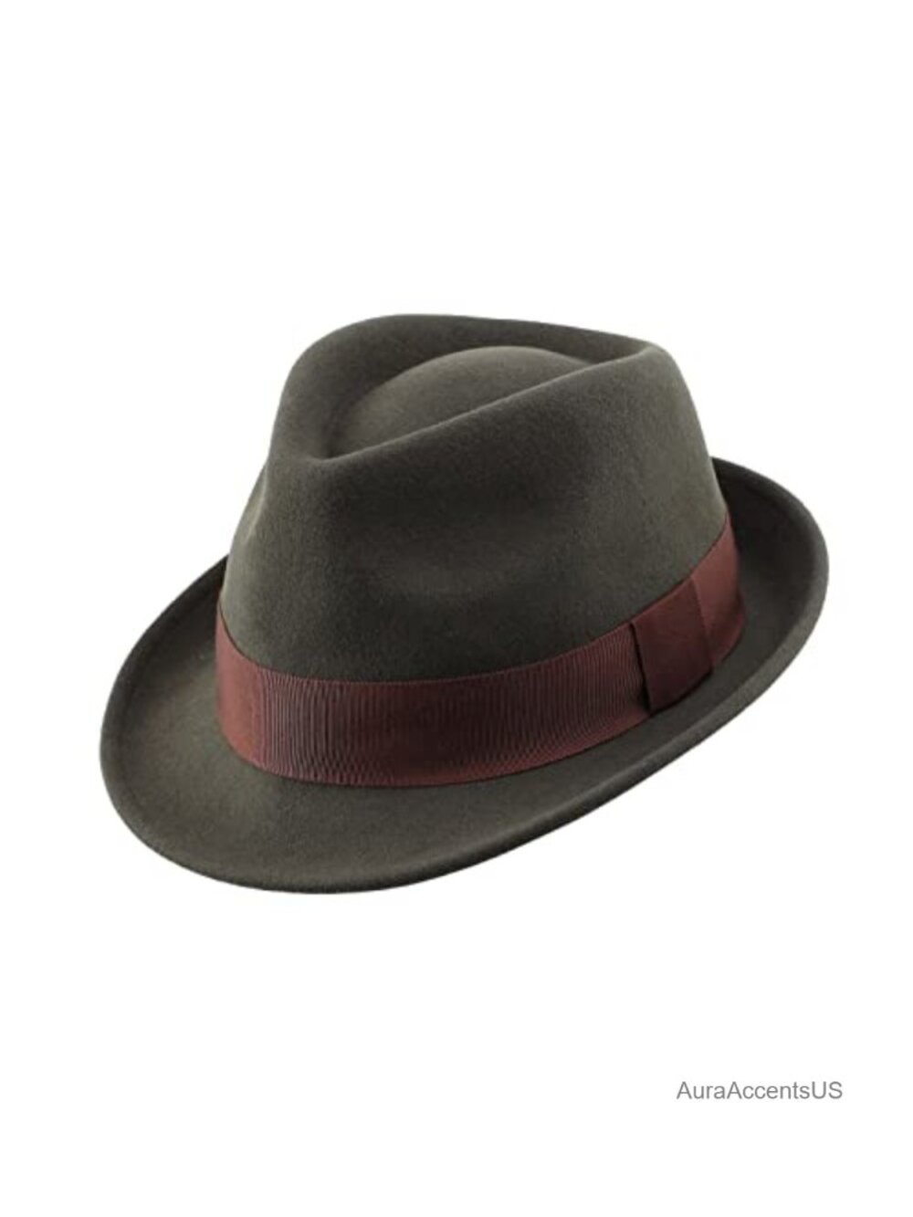 Mens 100% Wool Felt Fedora Winter Hat with Satin Lining